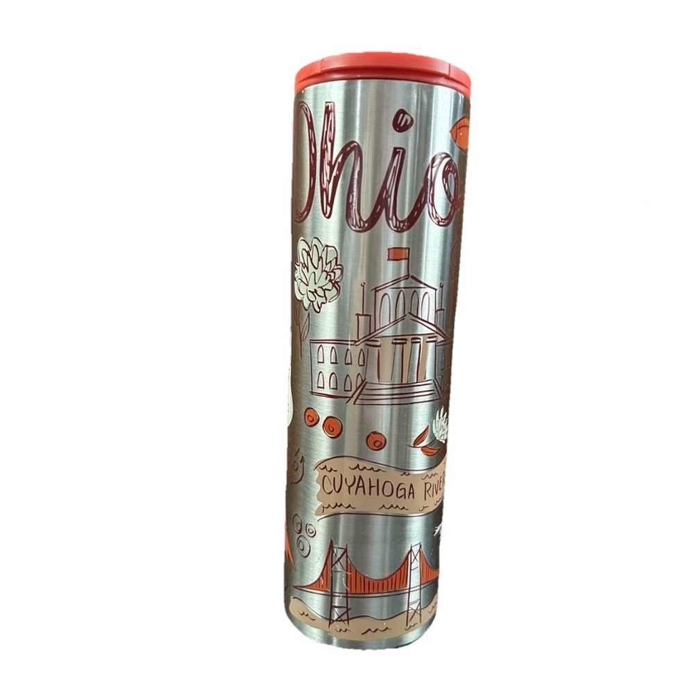 Starbucks Ohio Been There Stainless Steel 16oz Travel Tumbler With Red Lid